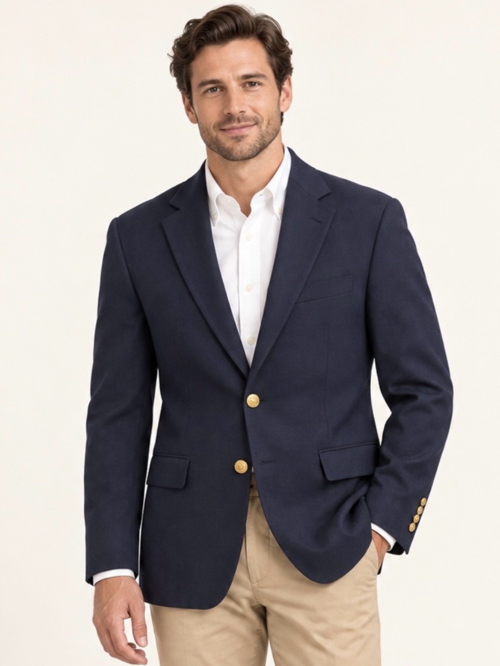 Brooks Brothers 346 Men’s 38R Navy 100% Worsted Wool Gold Button Blazer